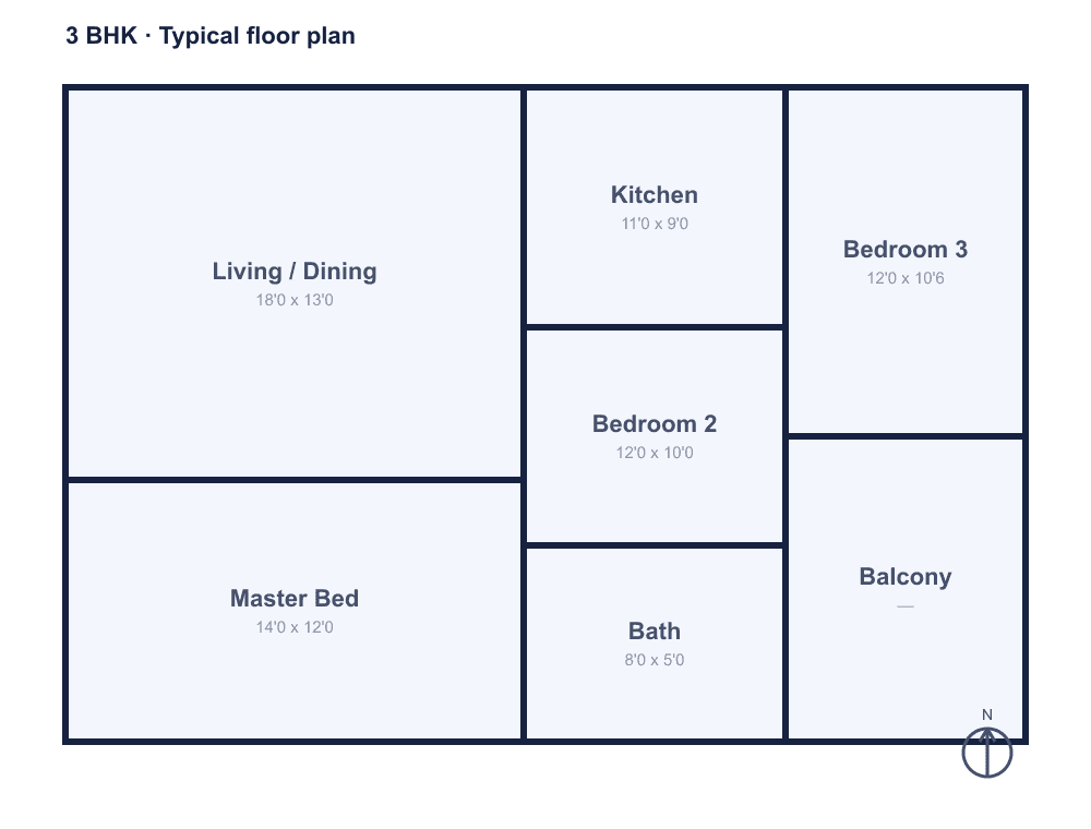 2 BHK floor plan — Conscient Heritage Max